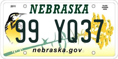 NE license plate 99YQ37