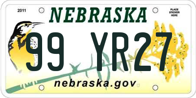 NE license plate 99YR27