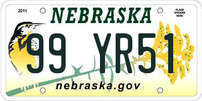 NE license plate 99YR51