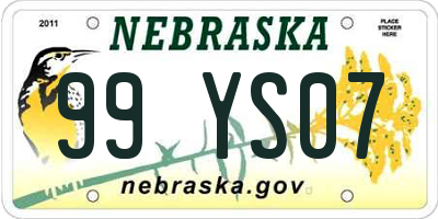 NE license plate 99YS07