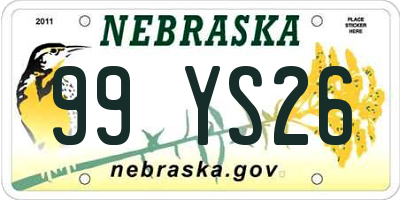 NE license plate 99YS26