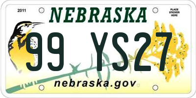 NE license plate 99YS27