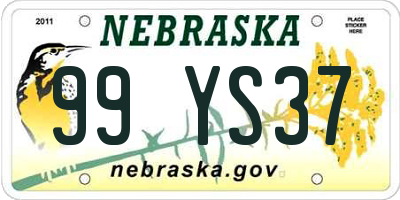 NE license plate 99YS37