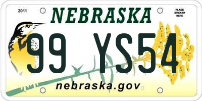 NE license plate 99YS54