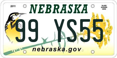 NE license plate 99YS55