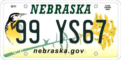 NE license plate 99YS67