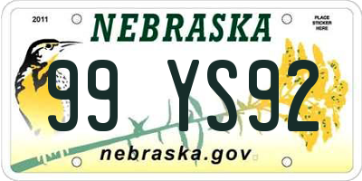 NE license plate 99YS92