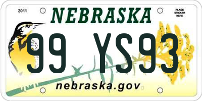 NE license plate 99YS93