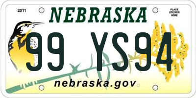 NE license plate 99YS94