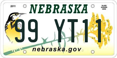 NE license plate 99YT11