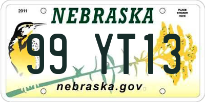 NE license plate 99YT13