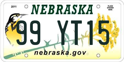 NE license plate 99YT15