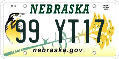 NE license plate 99YT17