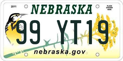 NE license plate 99YT19