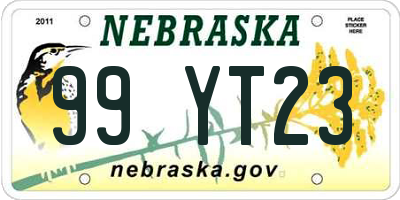 NE license plate 99YT23