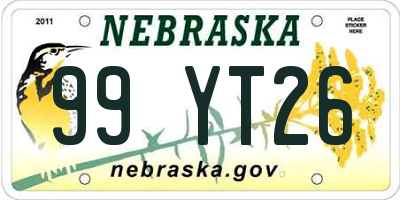 NE license plate 99YT26