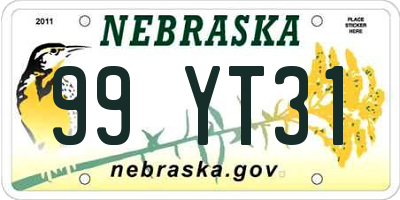 NE license plate 99YT31