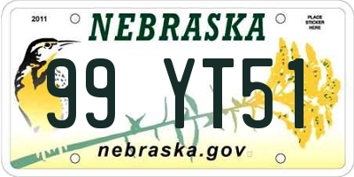 NE license plate 99YT51