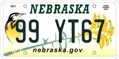 NE license plate 99YT67