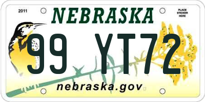 NE license plate 99YT72