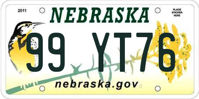 NE license plate 99YT76