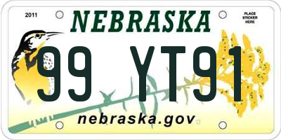 NE license plate 99YT91