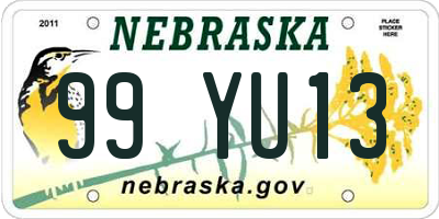 NE license plate 99YU13