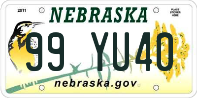 NE license plate 99YU40