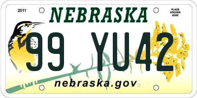 NE license plate 99YU42