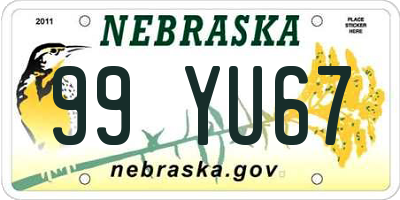 NE license plate 99YU67