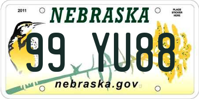 NE license plate 99YU88