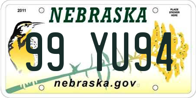 NE license plate 99YU94