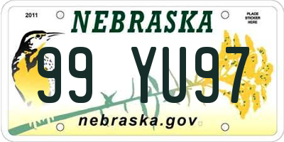 NE license plate 99YU97