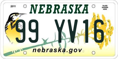 NE license plate 99YV16
