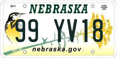 NE license plate 99YV18