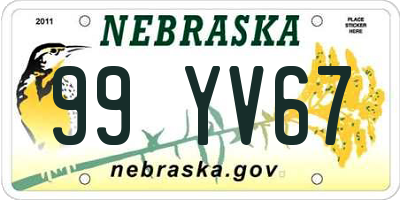 NE license plate 99YV67