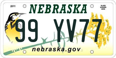 NE license plate 99YV77
