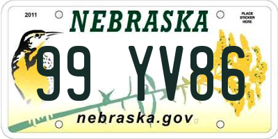 NE license plate 99YV86