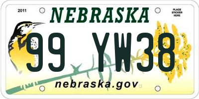 NE license plate 99YW38