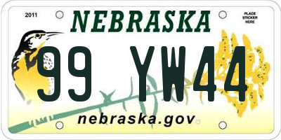 NE license plate 99YW44