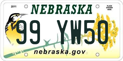 NE license plate 99YW50