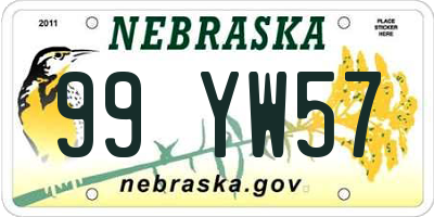 NE license plate 99YW57