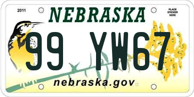 NE license plate 99YW67