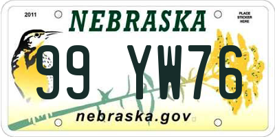 NE license plate 99YW76