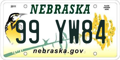 NE license plate 99YW84