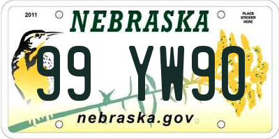 NE license plate 99YW90