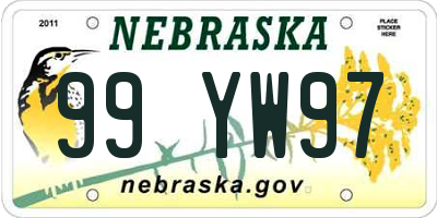 NE license plate 99YW97