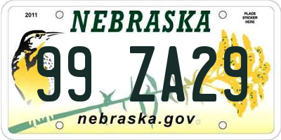 NE license plate 99ZA29