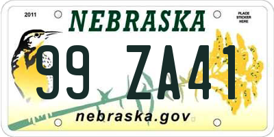 NE license plate 99ZA41