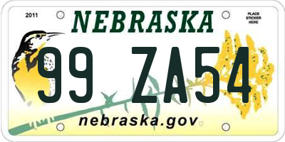 NE license plate 99ZA54